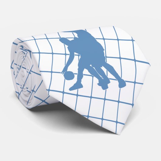Basketball-Spieler auf Blue Karo Necktie Krawatte (Gerollt)