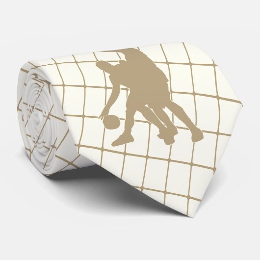 Basketball-Spieler auf Tan Karo Necktie Krawatte (Gerollt)