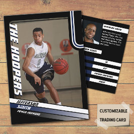 Basketball Spieler Custom Black Trading Card Blau Telefonnummerkarte