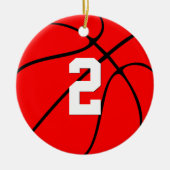 Basketball Spieler Custom Number Christmas Colors Keramik Ornament (Vorne)