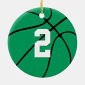 Basketball Spieler Custom Number Christmas Colors Keramik Ornament (Hinten)