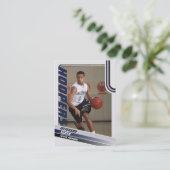 Basketball Spieler Custom Trading Card Black Blue Telefonnummerkarte (Stehend Vorderseite)