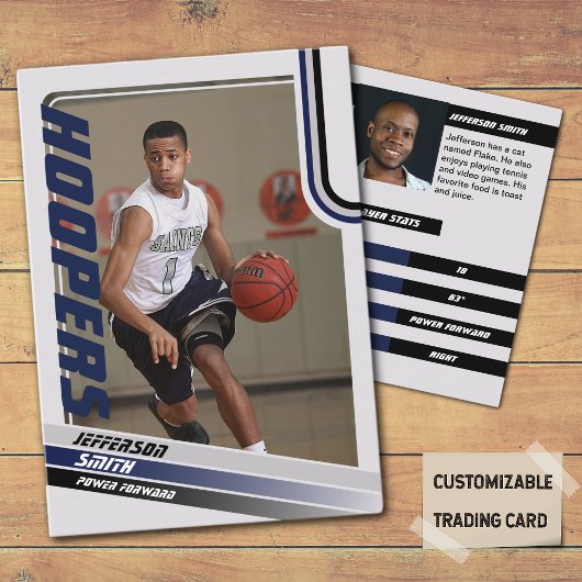 Basketball Spieler Custom Trading Card Black Blue Telefonnummerkarte
