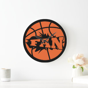 Basketball-Spieler Fan orange Ball Große Wanduhr