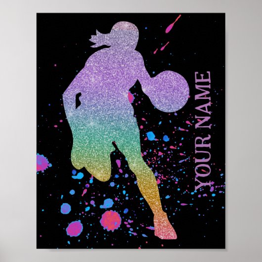 Basketball Spieler Girl Coach Gradient Team Court Poster (Vorne)