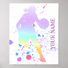 Basketball Spieler Girl Coach Gradient Team Court Poster