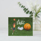 Basketball Spieler glücklich Ostern Urlaub Feiertagspostkarte (Stehend Vorderseite)