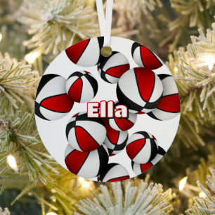 Basketball-Spieler hält die roten schwarzen Mannsc Ornament Aus Metall