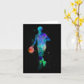 Basketball-Spieler in blauer Farbe Karte (Gelbe Blume)