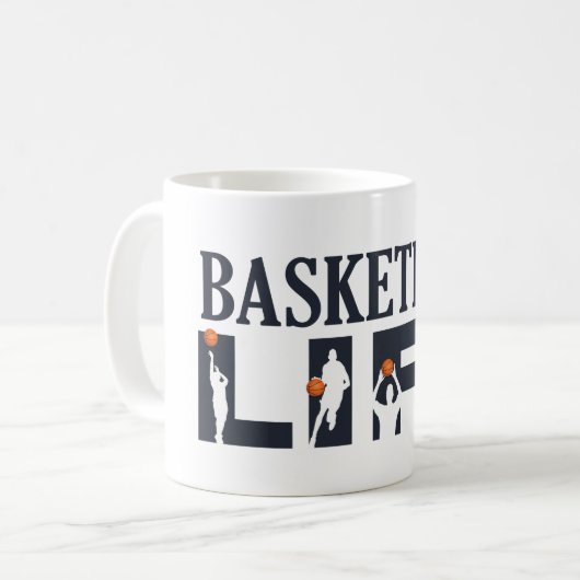Basketball-Spieler live blauer Text Kaffeetasse (Vorderseite Links)