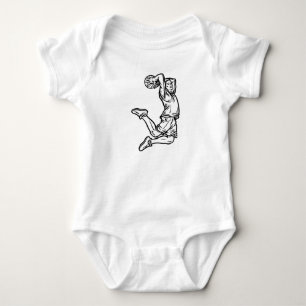Basketball-Spieler macht Slam Dunk Dunkles Design Baby Strampler
