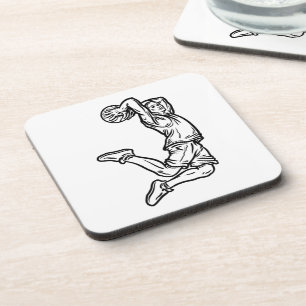 Basketball-Spieler macht Slam Dunk Dunkles Design Getränkeuntersetzer