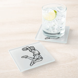 Basketball-Spieler macht Slam Dunk Dunkles Design Glasuntersetzer