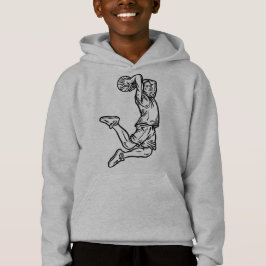Basketball-Spieler macht Slam Dunk Dunkles Design Hoodie
