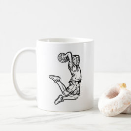 Basketball-Spieler macht Slam Dunk Dunkles Design Kaffeetasse