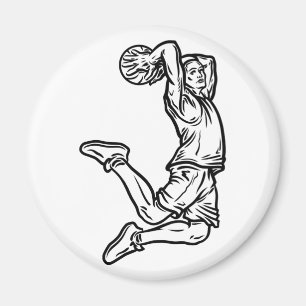 Basketball-Spieler macht Slam Dunk Dunkles Design Magnet
