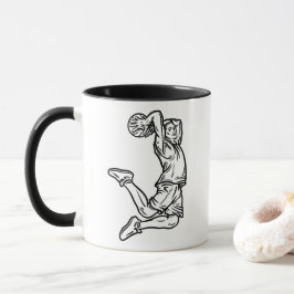 Basketball-Spieler macht Slam Dunk Dunkles Design Tasse