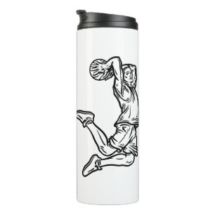 Basketball-Spieler macht Slam Dunk Dunkles Design Thermosbecher