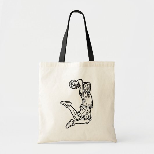 Basketball-Spieler macht Slam Dunk Dunkles Design Tragetasche (Vorne)