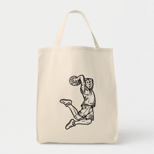Basketball-Spieler macht Slam Dunk Dunkles Design Tragetasche (Vorne)