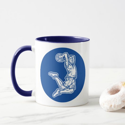 Basketball-Spieler macht Slam Dunk Light Design Tasse (Mit Donut)