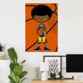 Basketball-Spieler mit Afro-Poster Poster (Heimbüro)