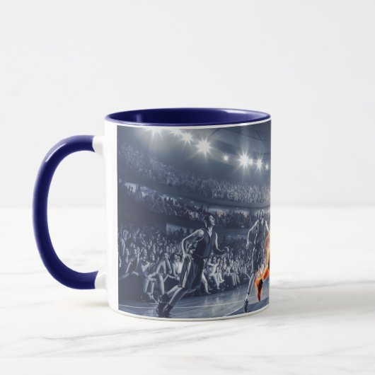 Basketball-Spieler mit Feuerschieber Dunk Tasse (Links)