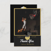 Basketball-Spieler Modernes Foto Abschluss Klasse Dankeskarte (Vorne/Hinten)