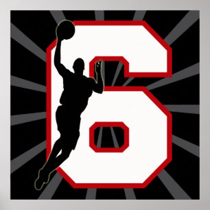 BASKETBALL-SPIELER-PLAKAT DER NR.-6 POSTER