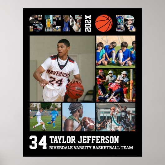 Basketball Spieler Senior Sports Team FotoCollage Poster (Vorne)