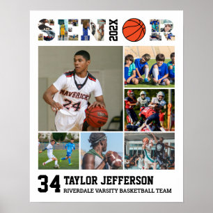 Basketball Spieler Senior Sports Team FotoCollage Poster