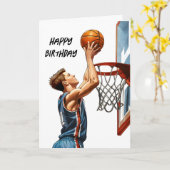 Basketball Spieler Shooting Hoops Happy Birthday Karte (Gelbe Blume)