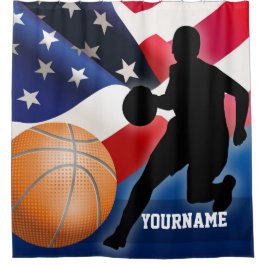 Basketball-Spieler-Silhouette mit amerikanischer Duschvorhang
