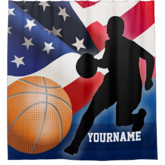 Basketball-Spieler-Silhouette mit amerikanischer Duschvorhang