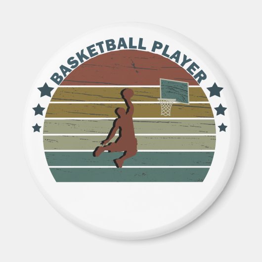 Basketball-Spieler Slam dunk Vintag Retro-Sonnenun Magnet (Vorne)