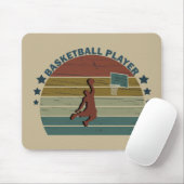 Basketball-Spieler Slam dunk Vintag Retro-Sonnenun Mousepad (Mit Mouse)