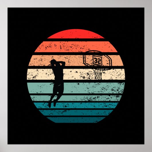 Basketball-Spieler Slam dunk Vintag Retro-Sonnenun Poster (Vorne)