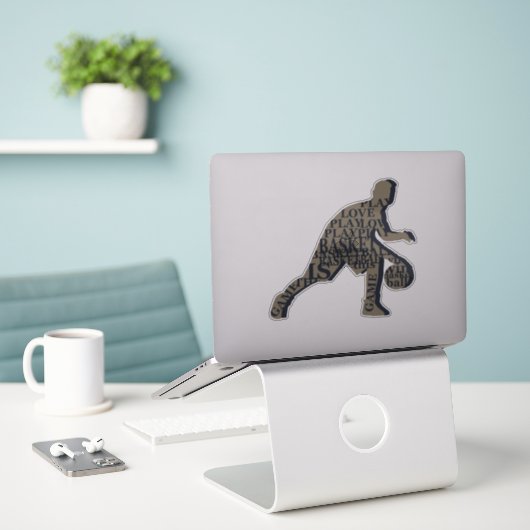 Basketball-Spieler treibe Aufkleber (Laptop auf Schreibtisch)