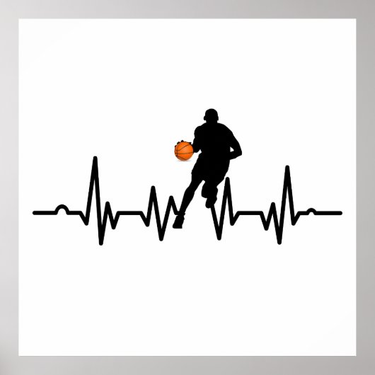 Basketball-Spieler treibende Herzschläge Poster (Vorne)