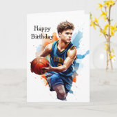 Basketball Spieler Wasserfarbenfroh zum Geburtstag Karte (Gelbe Blume)