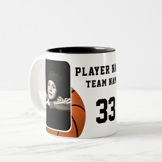 Basketball-Spielername Team 2 Fotos Zweifarbige Tasse (Vorderseite Links)