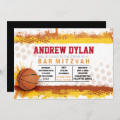 BASKETBALL SPLASH Bar Mitzvah Einladung (Vorne/Hinten)