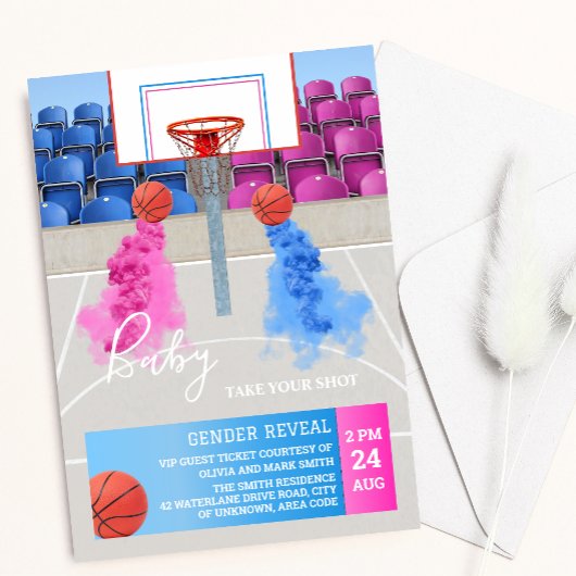 Basketball Sport Baby Gender Reveal Einladung