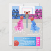 Basketball Sport Baby Gender Reveal Einladung (Vorderseite)