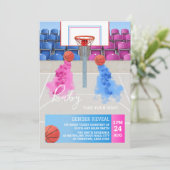 Basketball Sport Baby Gender Reveal Einladung (Stehend Vorderseite)