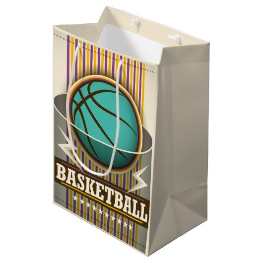 Basketball Sport Ball Game Cool Mittlere Geschenktüte (Vorderseite Schrägansicht)