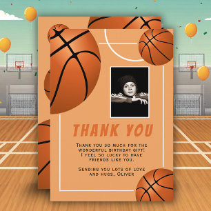 Basketball-Sport-Birthstagsfoto Dankeskarte