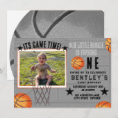 Basketball Sport Einladung zum ersten Geburtstag (Vorne/Hinten)