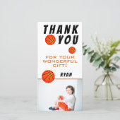 Basketball Sport Geburtstags-Foto Dankeskarte (Stehend Vorderseite)