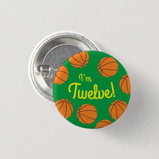 Basketball Sport Geburtstagsparty Button (Vorne & Hinten)